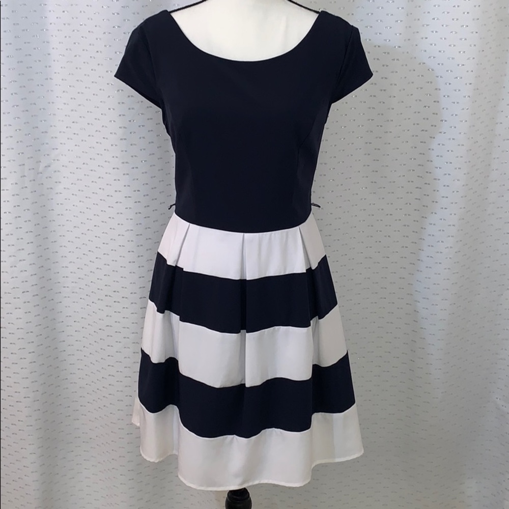 Color blocked fit & flare dress